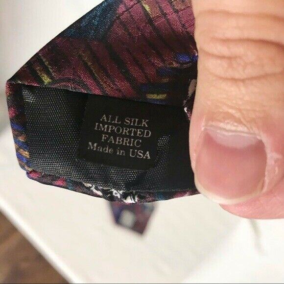 3/$20 Martin Wong Vintage 100% Silk Neck Tie Napa California Geometric Pattern - Picture 4 of 6